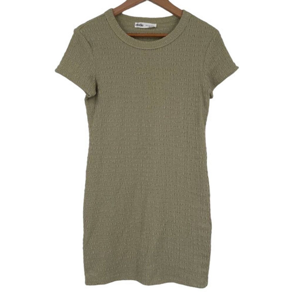 Elodie Womens‎ Bodycon Dress Green Stretch Crew Neck Short Sleeve Pullover M